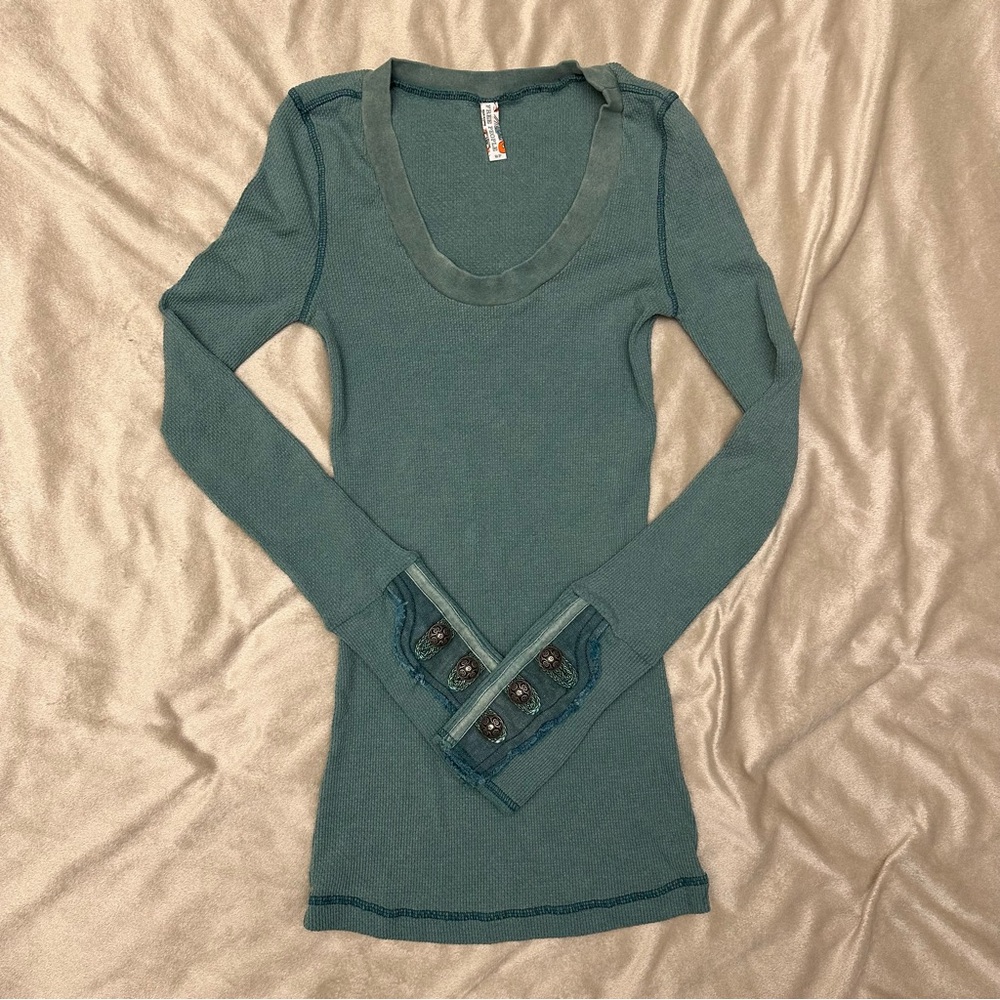 Free People Motor Cuff Thermal Cypress Green